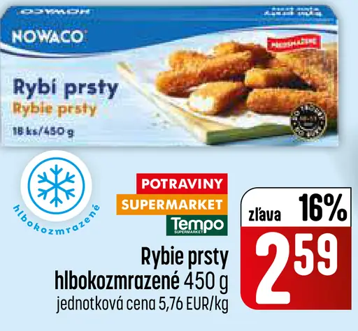 Rybí prsty hlboko mrazené