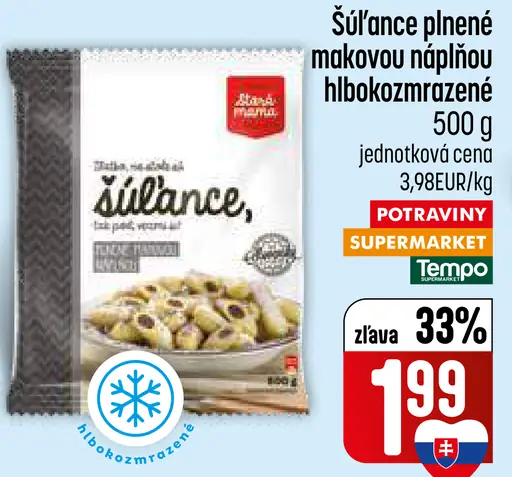 Šúľance plnené makovou náplňou hlboko mrazené