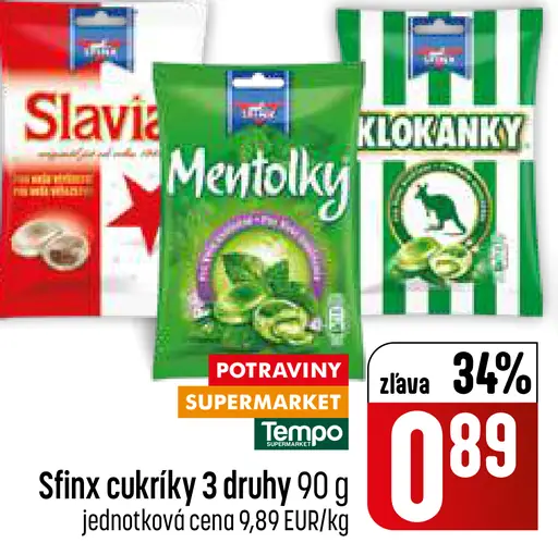 Sfinx cukríky Mentolky alebo Klokanky 3 druhy
