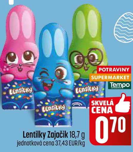 Lentilky Zajačik čokoládová figúrka s dražé