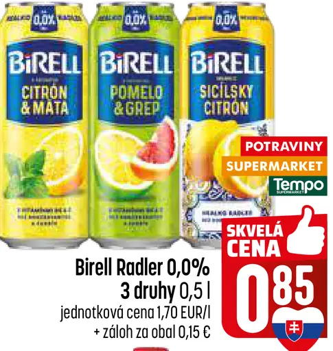 Birell Radler 0,0 % citrón & mäta plechovka