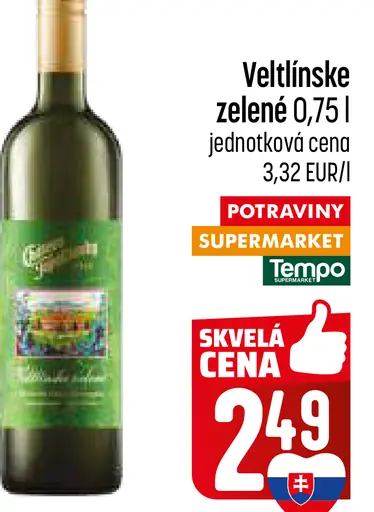 Veltlínske zelené víno biele