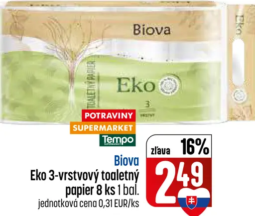 Biova Eko toaletný papier 3-vrstvový
