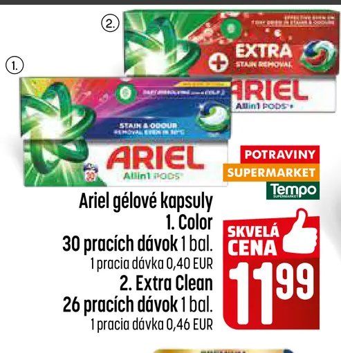 Ariel gelové kapsuly Color, Extra Clean