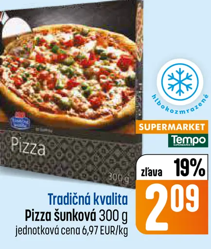 Tempo Tradičná kvalita Pizza šunková hlboko mrazená