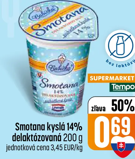 Smotana kyslá 14% delaktózovaná