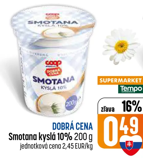 Coop Jednota Smotana kyslá 10%