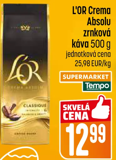 L'OR Crema Absolu zrnková káva