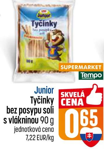 Junior tyčinky bez posypu soli s vlákninou