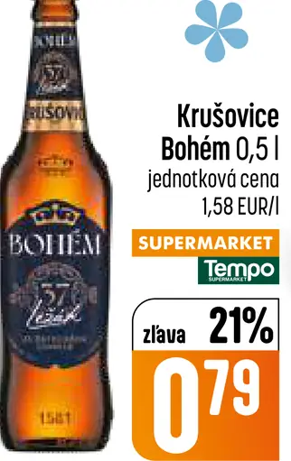 Krušovice Bohém pivo fľaša