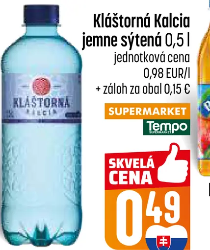 Klastorna Kalcia jemne sýtená minerálna voda
