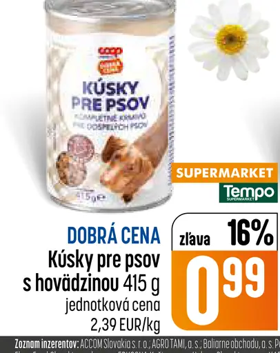 Coop Dobrá cena kúsky pre psov s hovädzinou