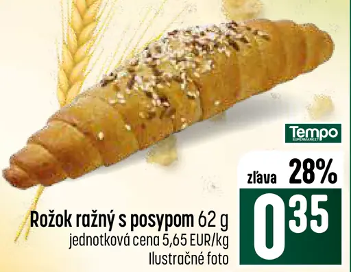 Tempo rožok ražný s posypom