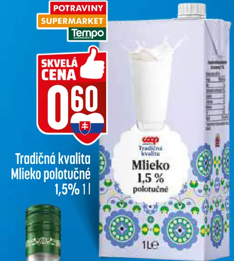 Tradičná kvalita Mlieko polotučné 1,5%
