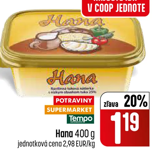 Hana nátierkové maslo