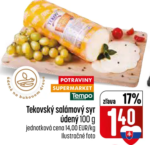 Tekovský salámový syr údený