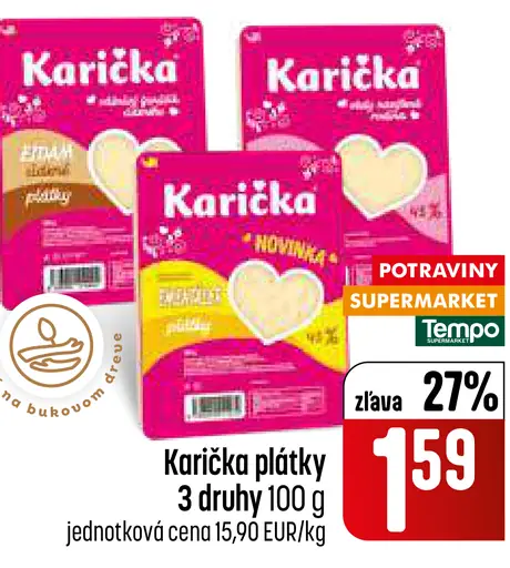 Karička plátky tavený syr 3 druhy