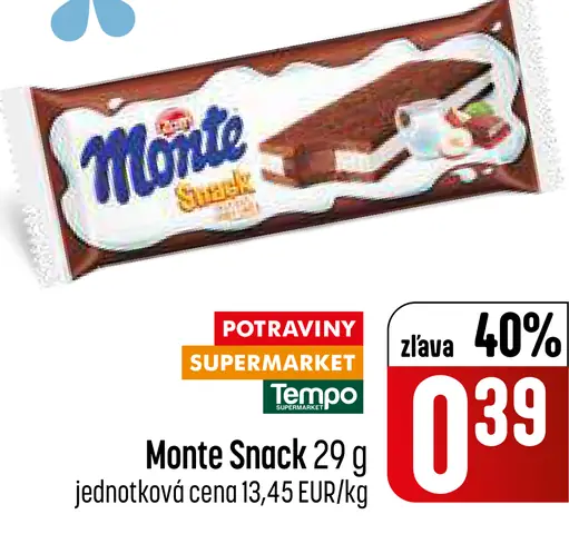 Monte snack mliečny rez