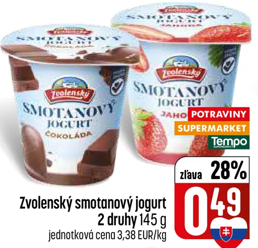 Zvolenský smotanový jogurt 2 druhy