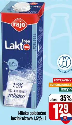 Rajo Laktó free mlieko polotučné bezlaktózové 1,5 %