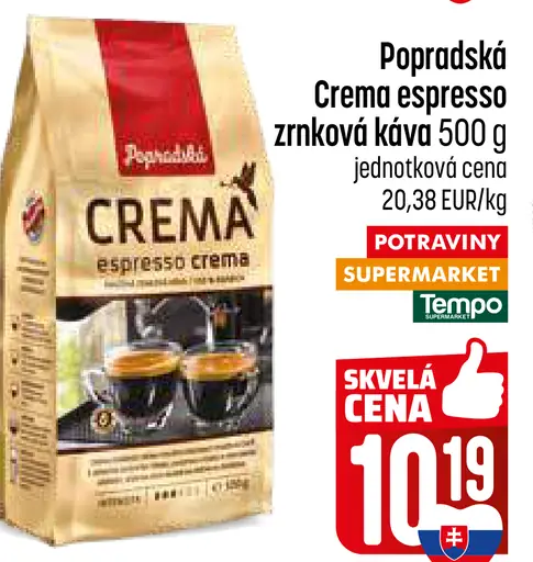 Popradská Crema Espresso zrnková káva