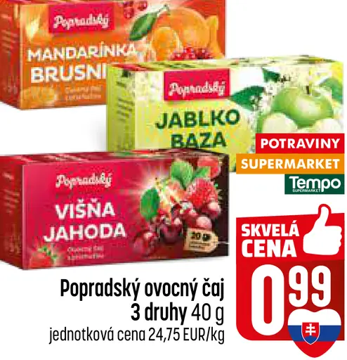 Popradský Višňa jahoda ovocný čaj s príchuťou