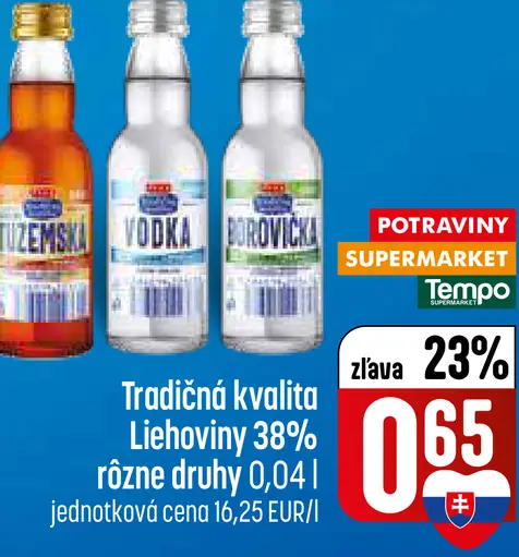 Tradičná kvalita Liehoviny vodka rôzne druhy