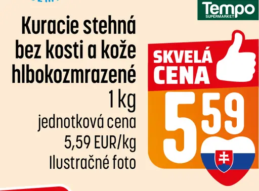 Kuracie stehná bez kosti a kože hlboko mrazené