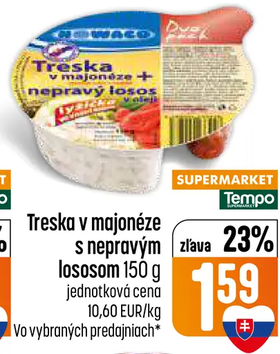 Treska v majonéze s nepravým lososom