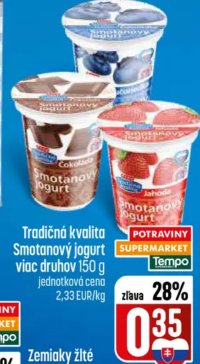 Smotanový jogurt viac druhov