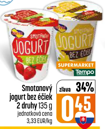 Tempo Smotanový jogurt bez éčiek 2 druhy