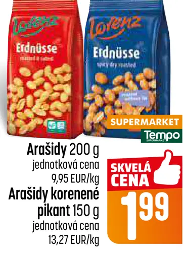 Erdnüsse arašidy pražené solené