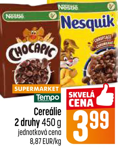 Nesquik a Chocapic cereálie