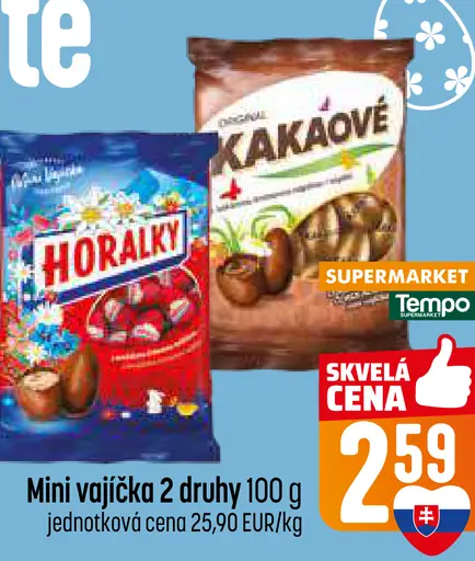 Mini vajíčka Horalky a Kakaové