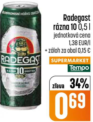 Radegast rázná 10 plechovka pivo