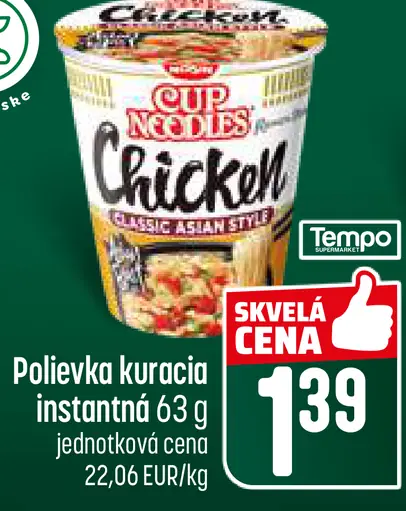Cup Noodles Polievka kuracia instantná