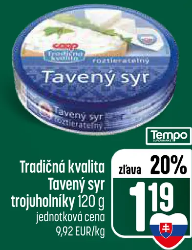 Tradičná kvalita Tavený syr trojuholníky 120 g