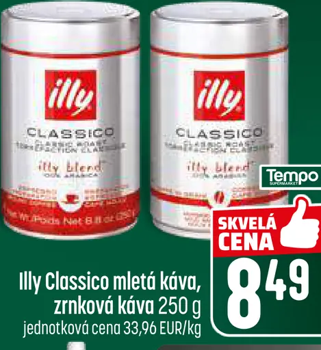 Illy Classico mletá káva, zrnková káva