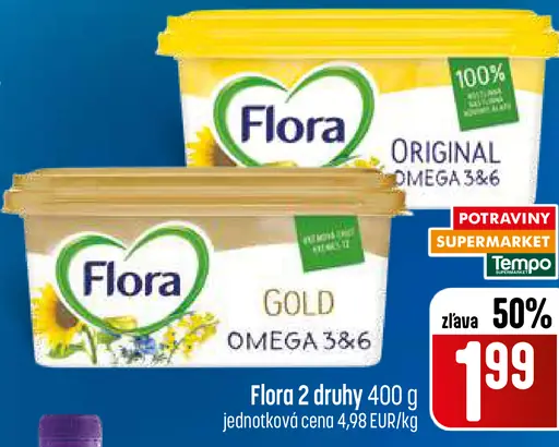 Flora Gold rastlinný tuk Omega 3&6