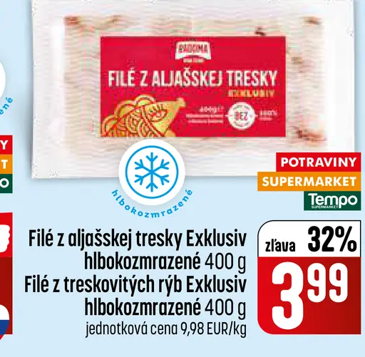 Exklusiv Filé z aljašskej tresky hlboko zmrazené