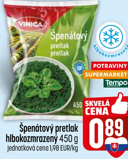 Vinca Špenátový pretlak hlboko zmrazený