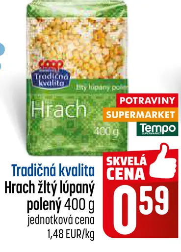 Coop Tradičná kvalita Hrach žltý lúpaný celý
