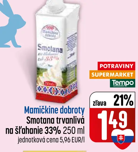 Maminkine dobroty smotana trvanlivá na šľahanie 33 %