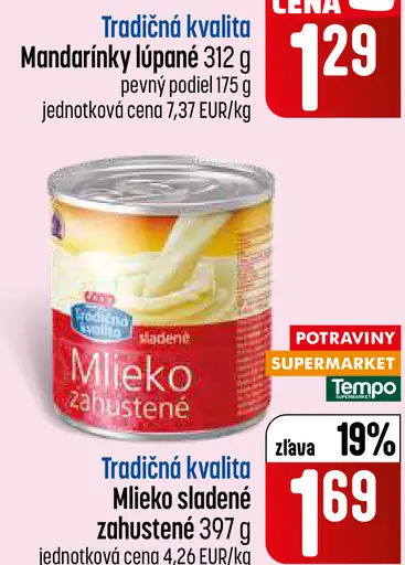 Tradičná kvalita Mlieko sladené zahustené