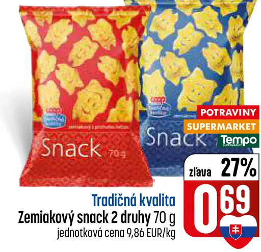 Tradičná kvalita zemiakový snack 2 druhy