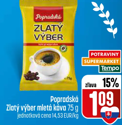 Popradská Zlatý výber pražená mletá káva