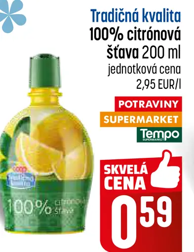 Tradičná kvalita 100% citrónová šťava