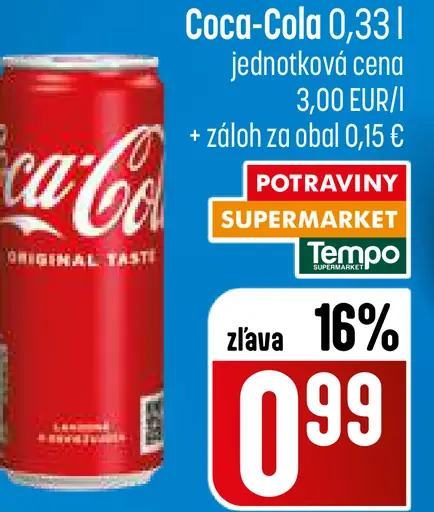 Coca-Cola sýtený nápoj