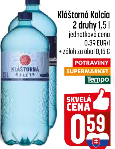 Klastorná Kalcia minerálna voda 2 druhy