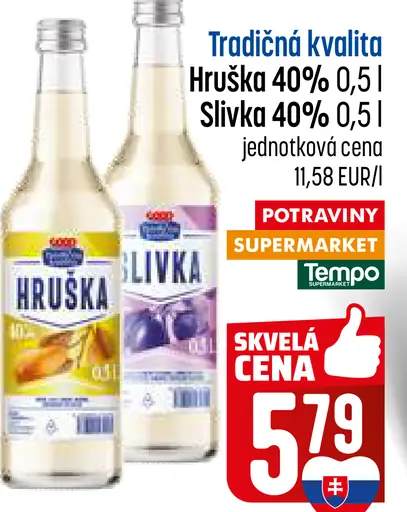 Tradičná kvalita Hruška 40% ovocný destilát